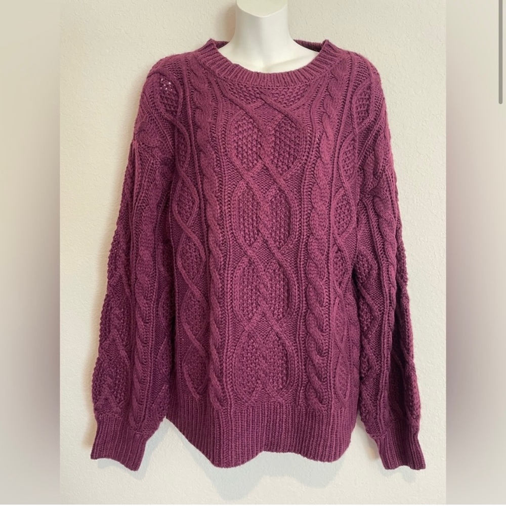 NWT Nasty Gal Cable Knit Crew Neck Sweater SZ S